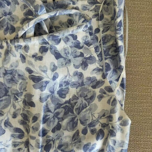 NEW Reformation Yuliy Linen Midi Dress Sz2 Chloe Blue Ivory Floral Wedding - Picture 6 of 10